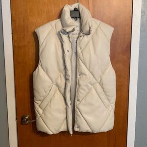 Abercrombie & Fitch Cream Oversized Leather Vest